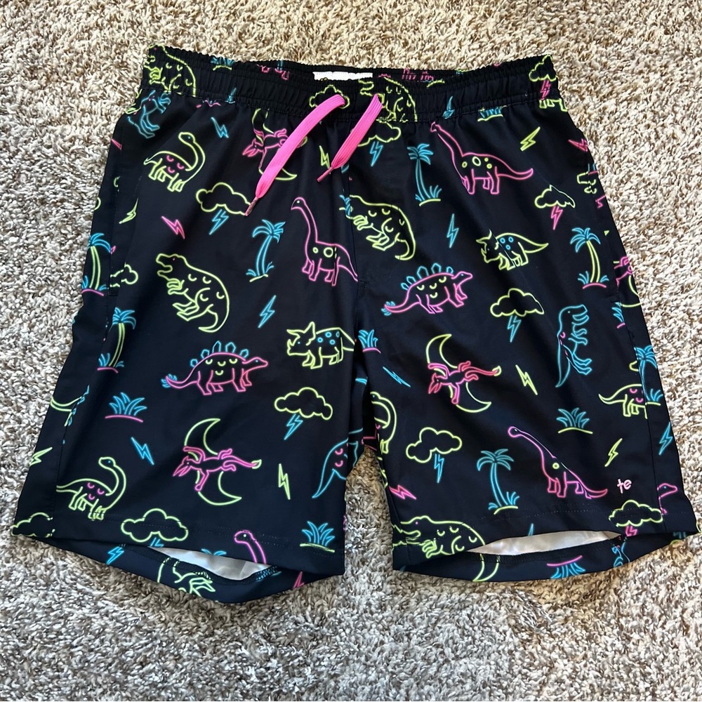 Tipsy Elves Neon Dinosaur Stretch Swim Trunks Sz L